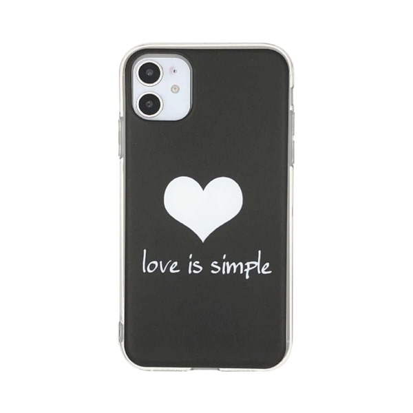 

1pc Heart Print iPhone Case, Black and white