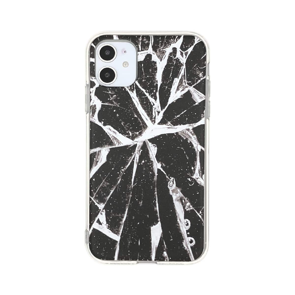 

1pc Marble Print iPhone Case, Black and white