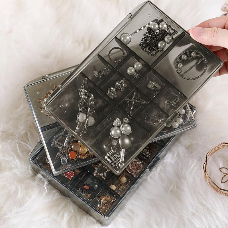 

1pc Multi-grid Jewelry Storage Box, Grey