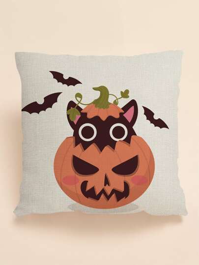Наволочка с принтом тыквы на Хэллоуин без наполнителя