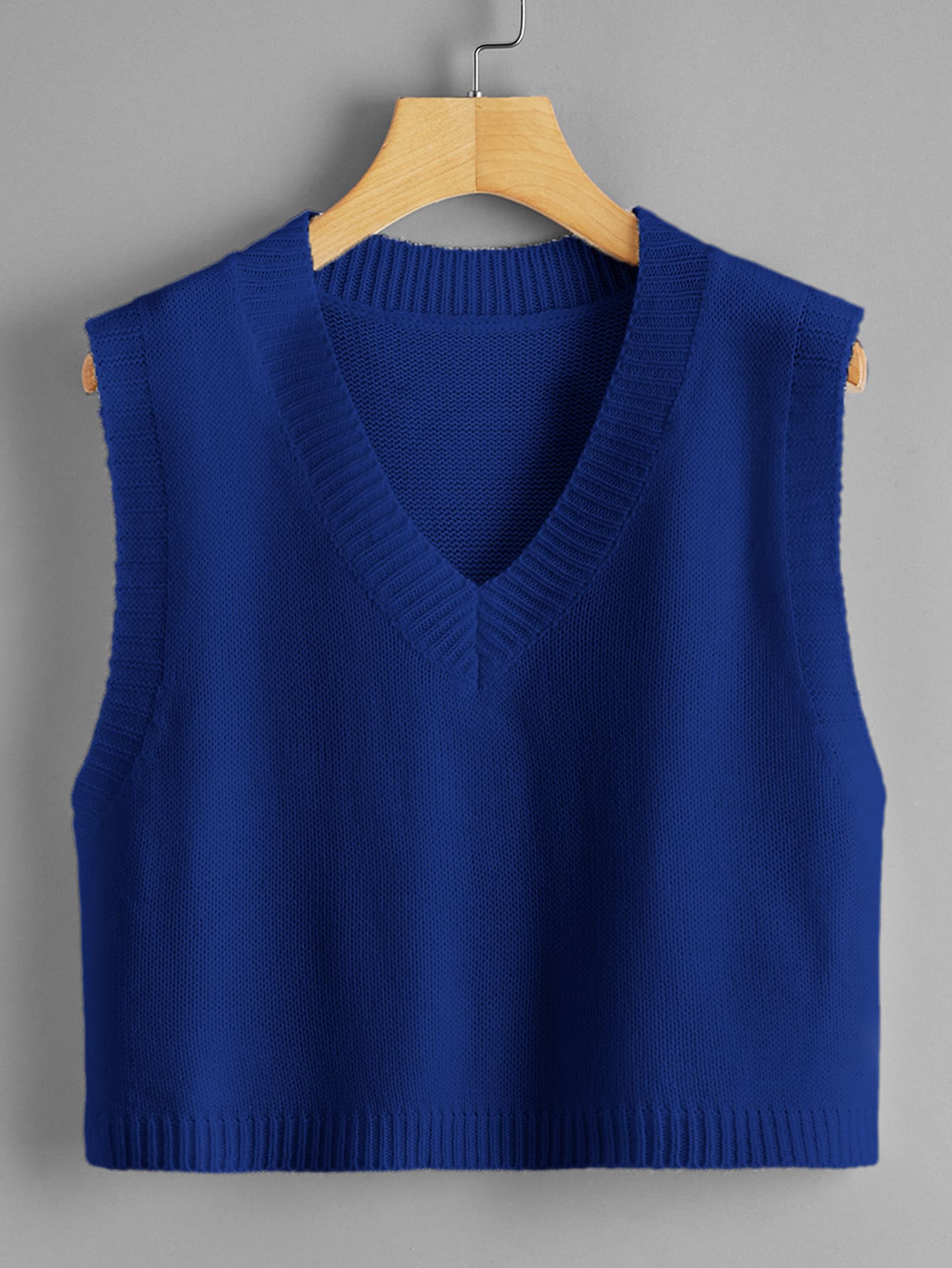 SHEIN Unity Chaleco jersey escote V unicolor - Azul - Ver 1