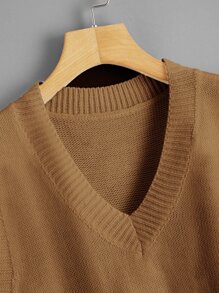 SHEIN Unity Chaleco jersey escote V unicolor - Marrón - Ver 4