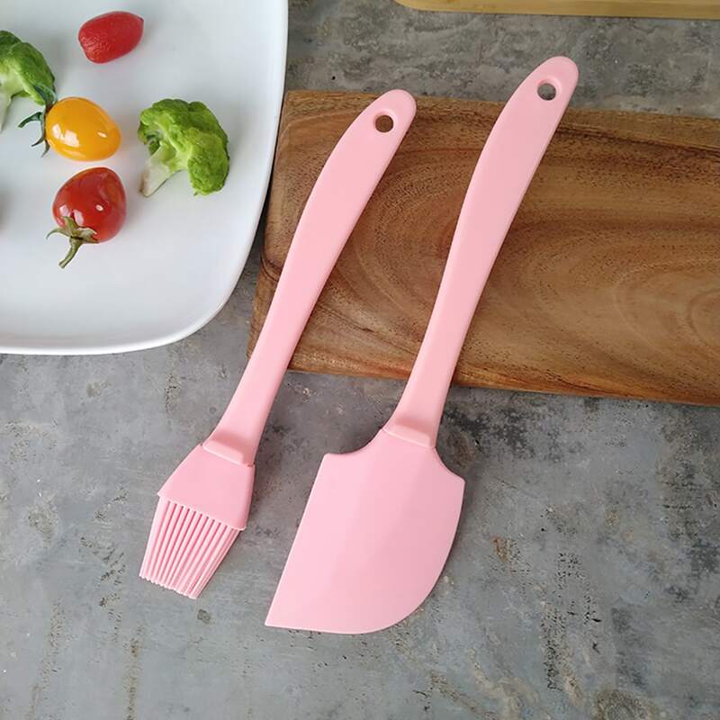 

1pc Silicone Spatula & 1pc Baking Brush, Pink