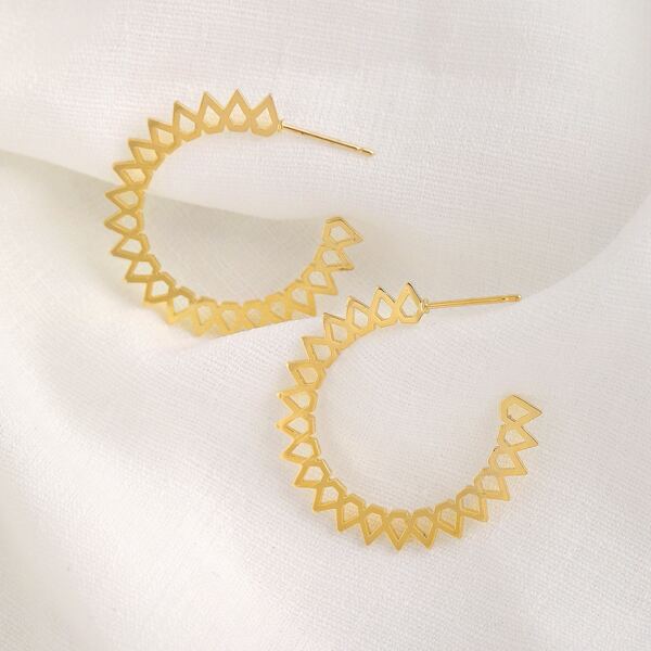 

Abstract Cutout Gold Hoop Earrings