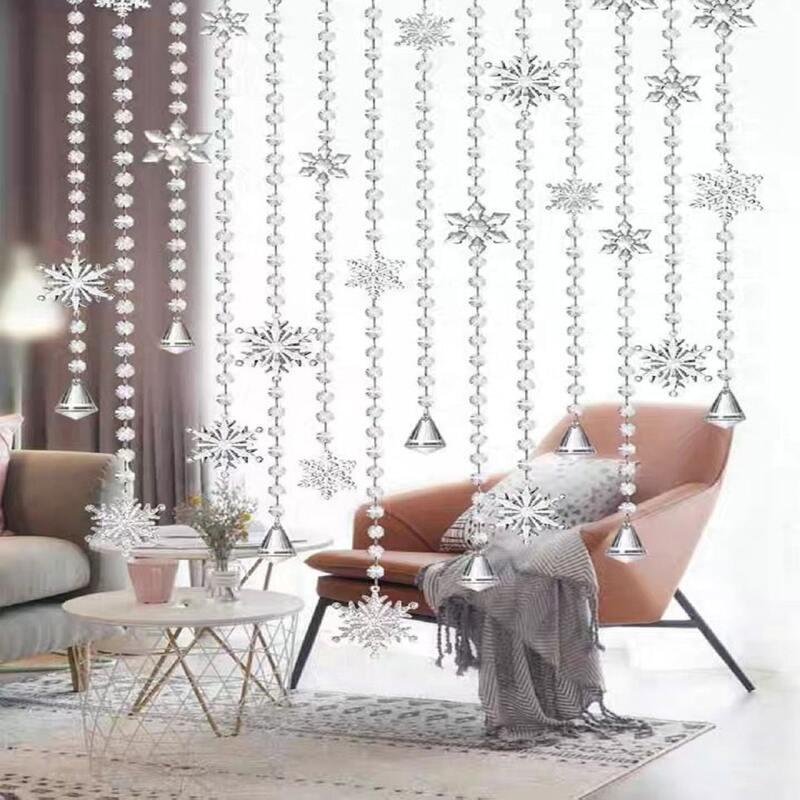 

1pc 1m Snowflake Beaded Acrylic Curtain, Clear