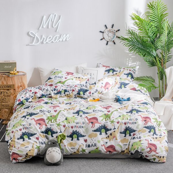 

Kids Dinosaur Print Bedding Set Without Filler, Multicolor