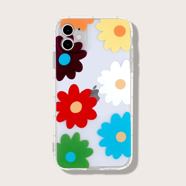 

1pc Flower Print iPhone Case, Multicolor