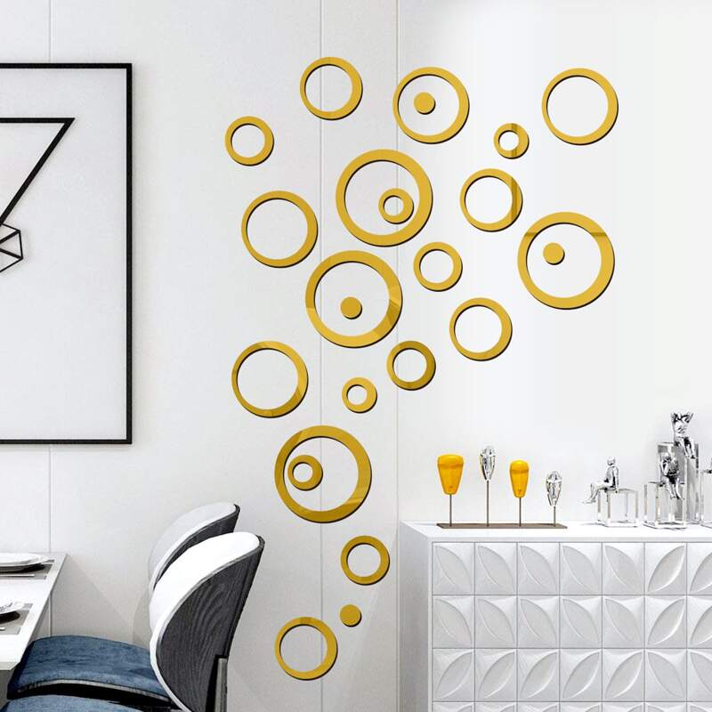 

24pcs 3D Mirror Surface Wall Sticker, Gold