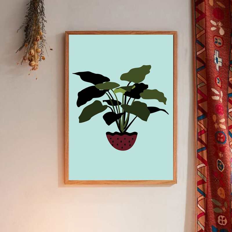 

Plant Print Wall Painting Without Frame, Green