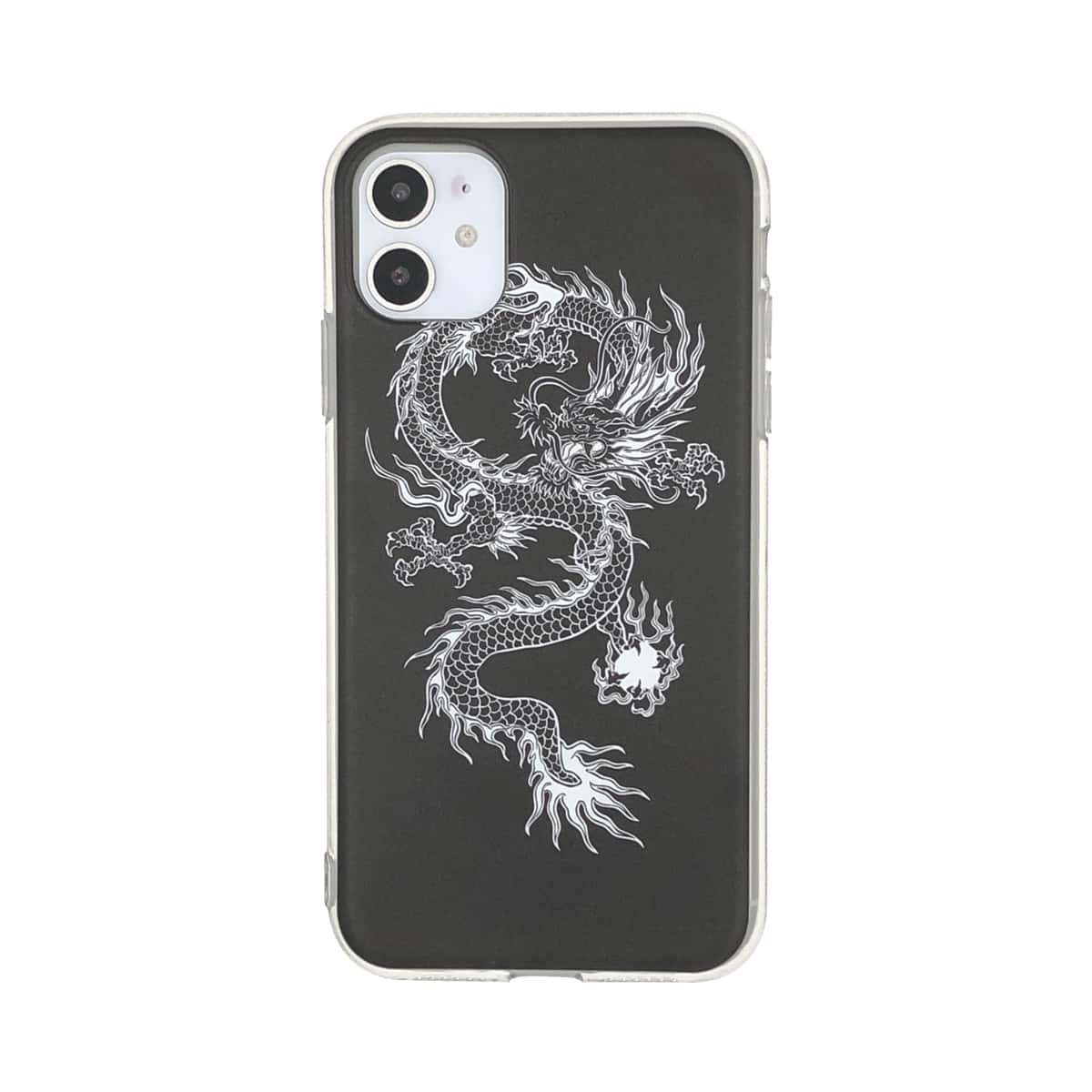 

1pc Chinese Dragon Pattern iPhone Case, Black and white