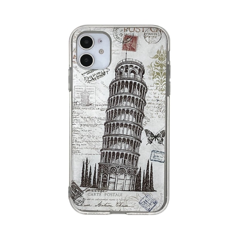 

1pc Pizza Tower Pattern iPhone Case, Multicolor