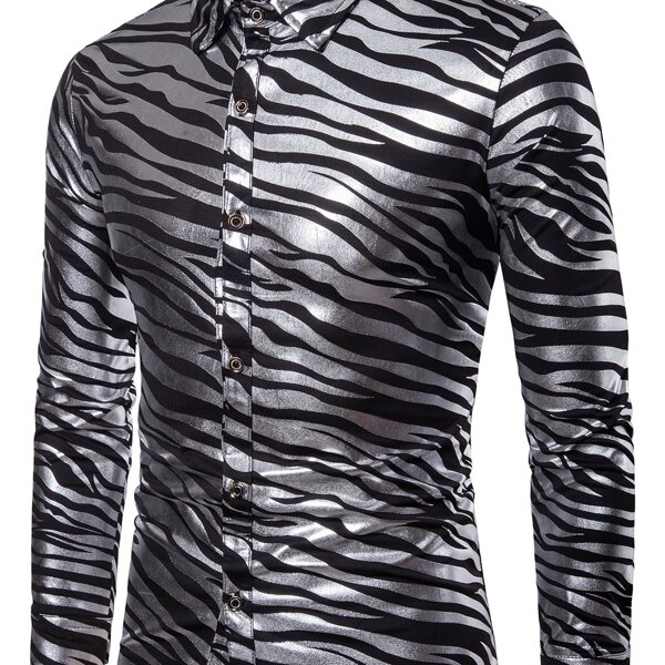 

Men Reflective Zebra Stripe Shirt, Multicolor