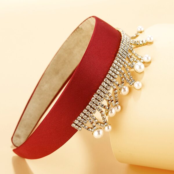 

Faux Pearl Tassel Decor Hair Hoop, Red