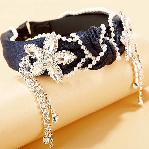 

Faux Pearl Flower Decor Hair Hoop, Blue