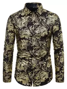Manfinity AFTRDRK Men Baroque Print Button Through Shirt - Multicolor - View 8