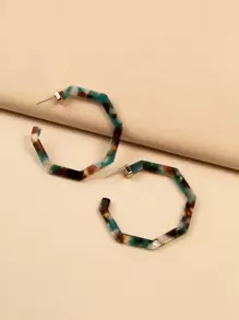 Polygon Cuff Hoop Earrings - Multicolor - View 1