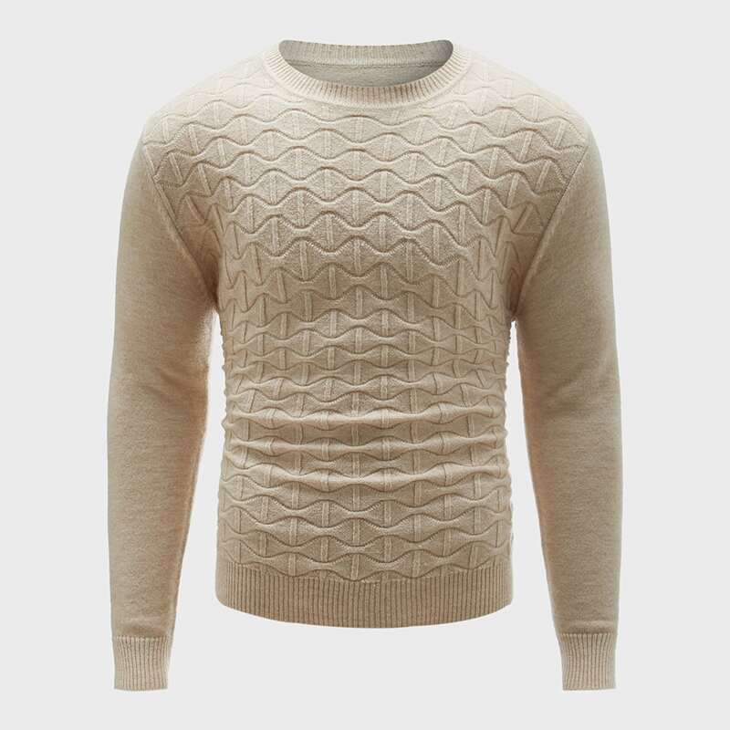 

Guys Solid Textured Sweater, Apricot