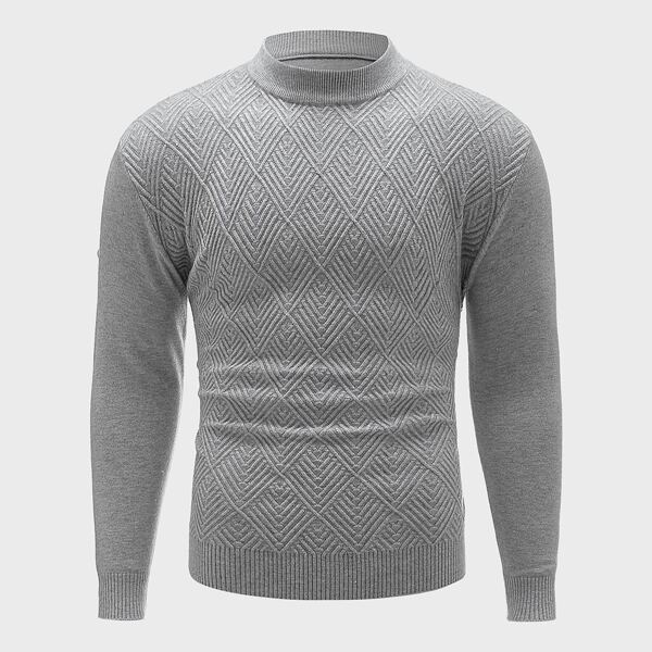 

Men Solid Stand Collar Sweater, Grey