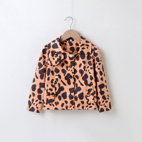 

Toddler Girls Allover Print Button Through PU Leather Jacket, Multicolor