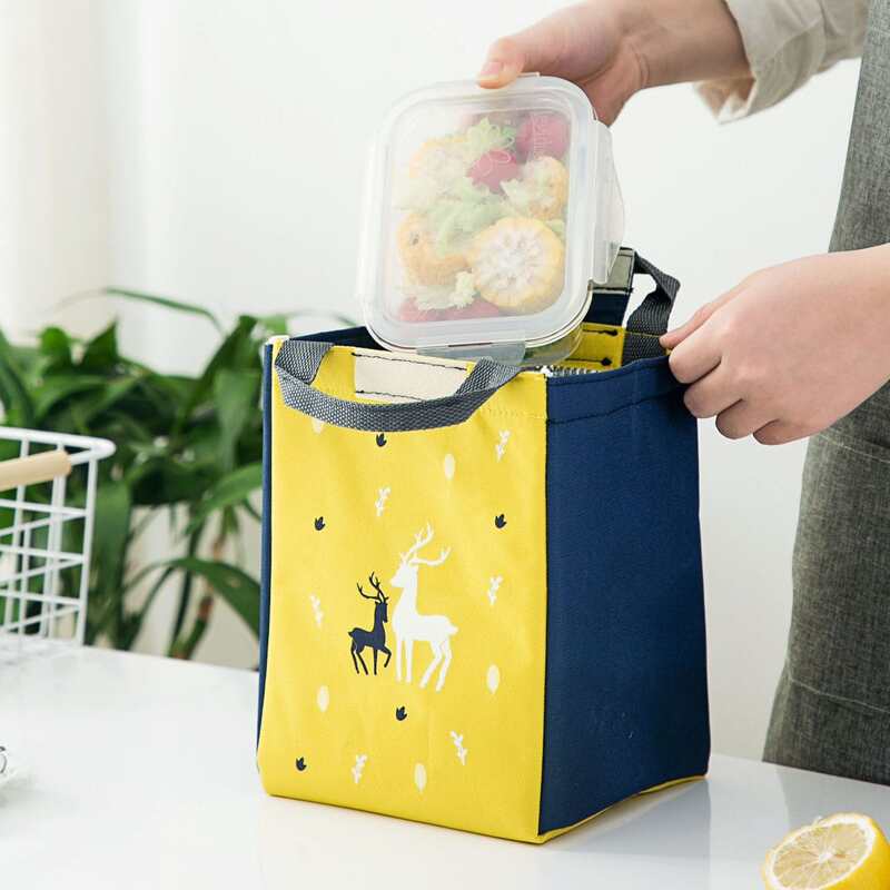 

1pc Elk Print Lunch Insulation Bag, Multicolor