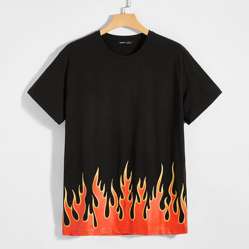 

Guys Letter & Fire Print Tee, Black