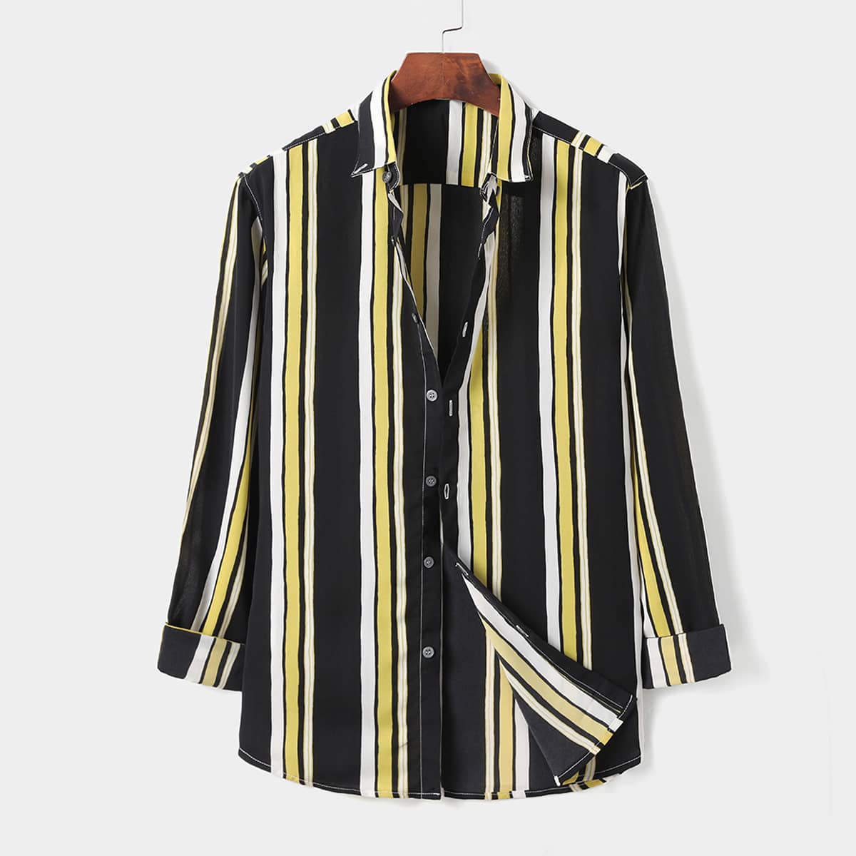 

Guys Vertical Striped Button Up Shirt, Multicolor