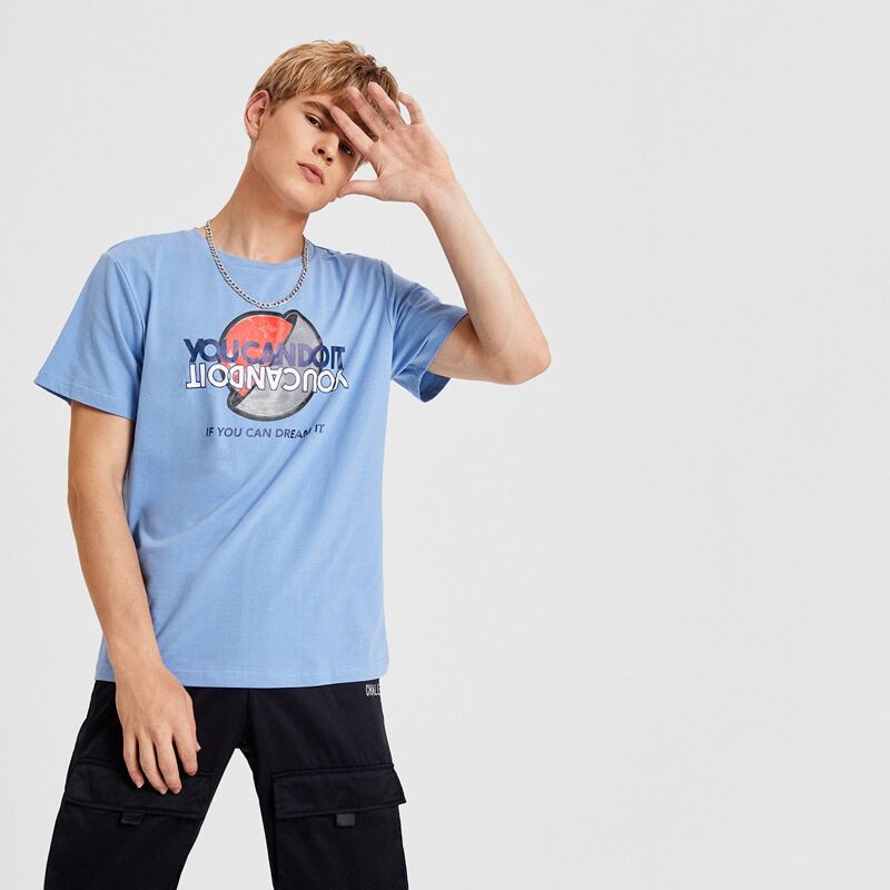 

Guys Slogan Graphic Tee, Baby blue