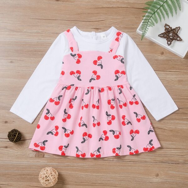 

Toddler Girls 2 In 1 Cherry Print Babydoll Dress, Multicolor