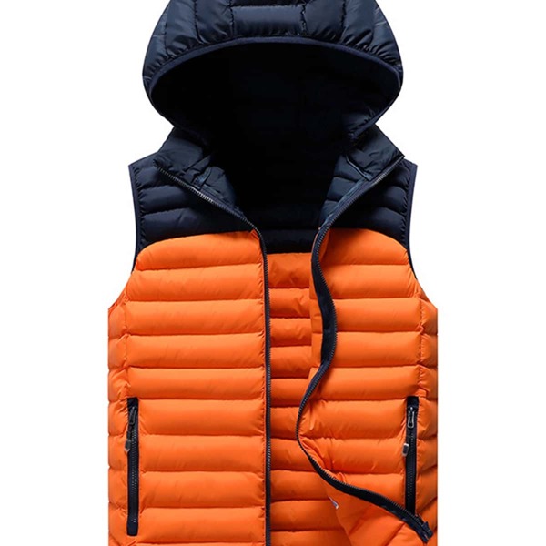 

Men Colorblock Zip Up Hooded Puffer Vest, Multicolor