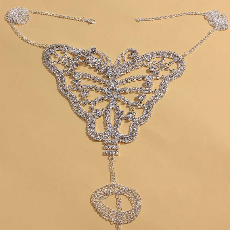 

Rhinestone Butterfly Decor Body Chain, Silver