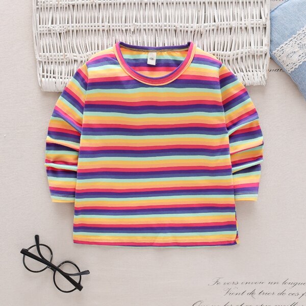 

Toddler Girls Rainbow Striped Tee, Multicolor
