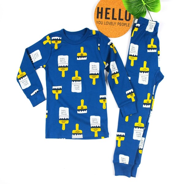 

Toddler Girls Slogan & Cartoon Graphic PJ Set, Blue