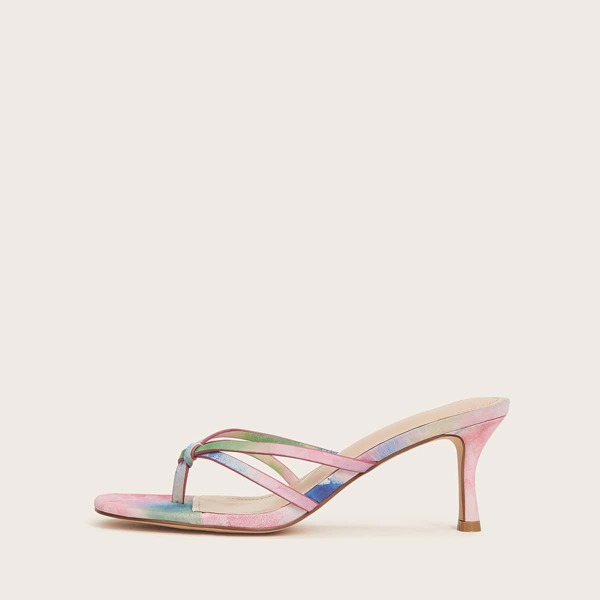 

Toe Post Ombre Heeled Mules, Multicolor