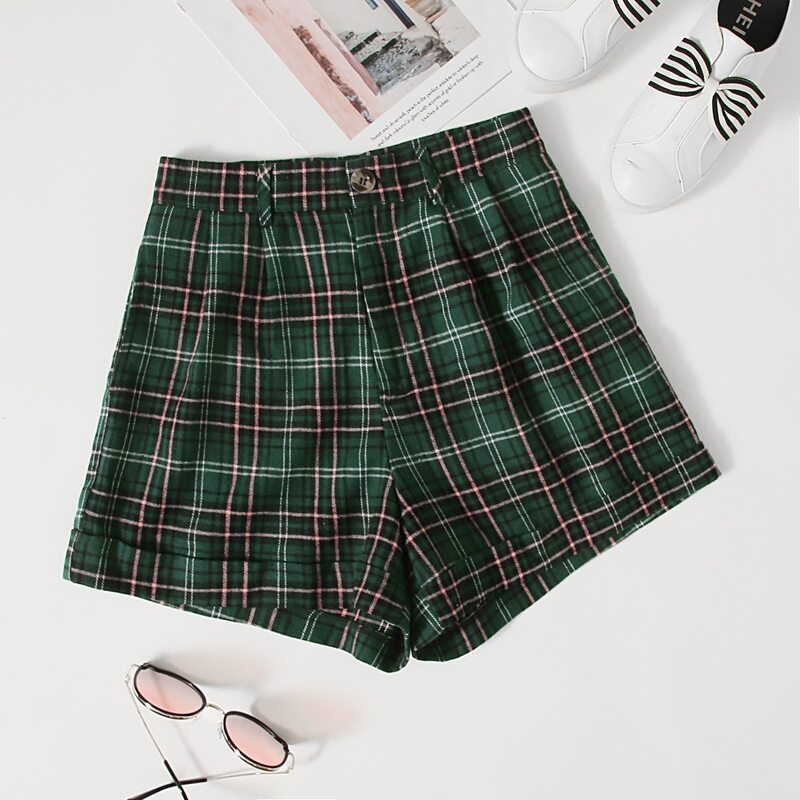 

Cuffed Tartan Shorts, Multicolor