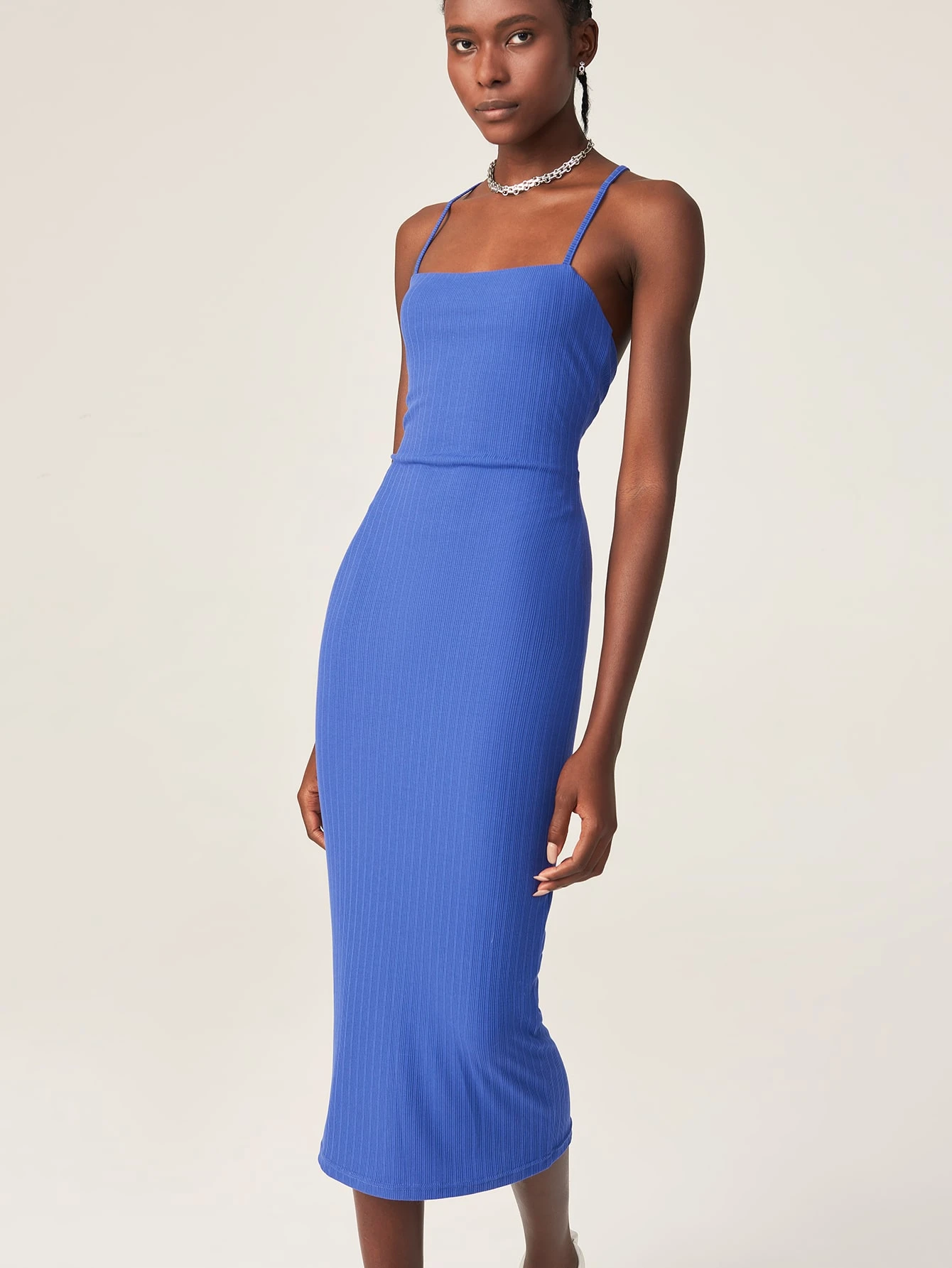 lace up backless dress