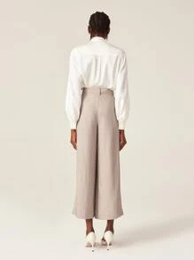 SHEIN Satin Tie Neck Blouse - White - View 2