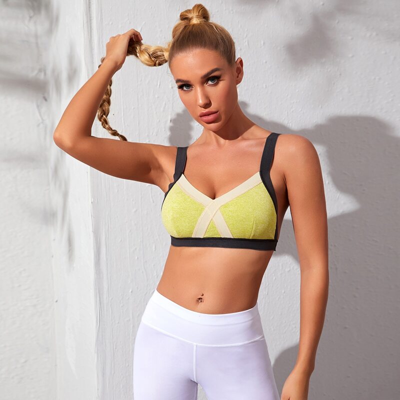 

Contrast Tape Backless Sports Bra, Multicolor