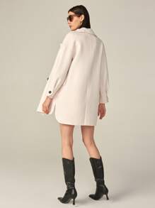 SHEIN Voluminous Handmade Wool Coat - Beige - View 2