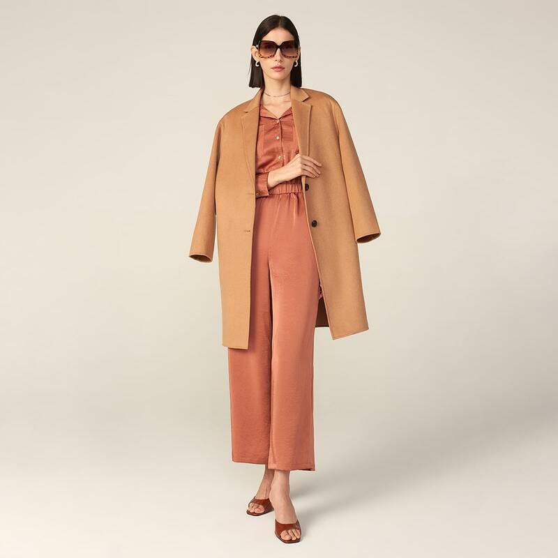 

WOOL-MIX RELAXED SINGLE BREASTED COAT, Brown