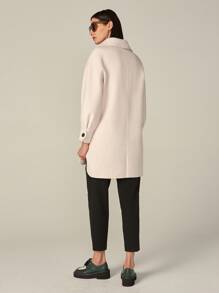 SHEIN Voluminous Handmade Wool Coat - Beige - View 9