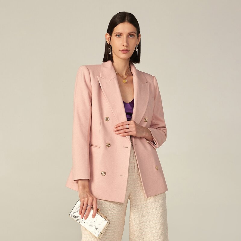 

DOUBLE BREASTED TAILORED BLAZER, Pastel baby pink