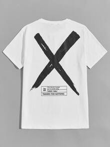 Manfinity VCAY 男士棉標語和圖案印花上衣 - 白色 - 查看 1