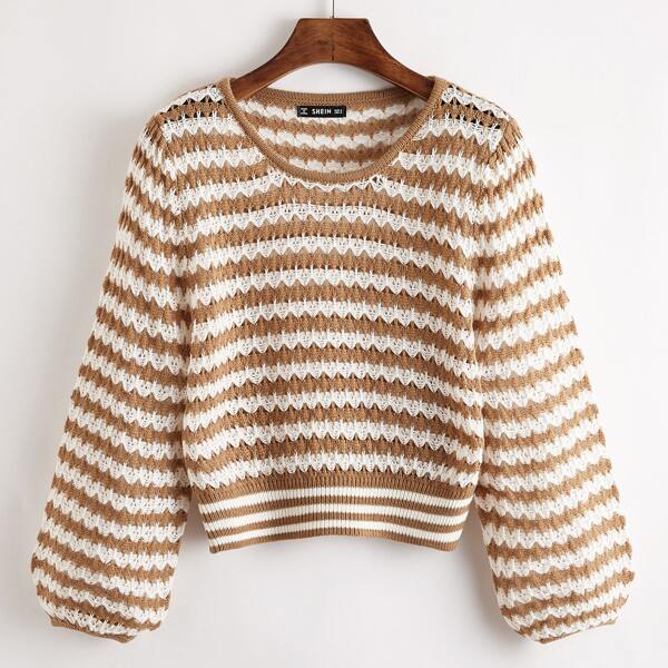 

Two Tone Loose Knit Crop Sweater, Camel