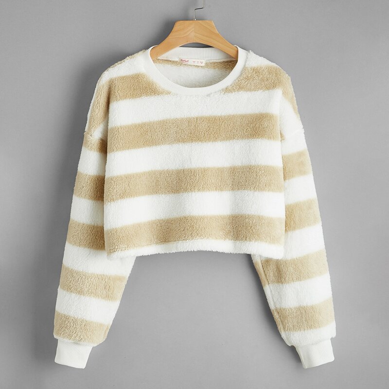 

Striped Teddy Sweatshirt, Multicolor