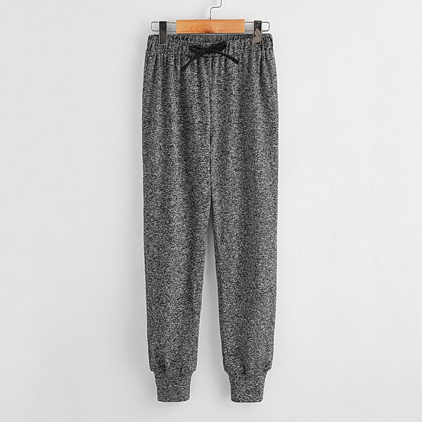 

Girls Knot Waist Space Dye Joggers, Dark grey