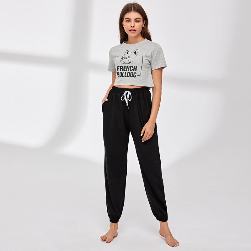 

Dog & Letter Graphic PJ Set, Multicolor