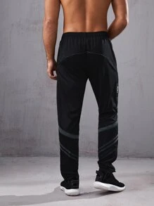 Manfinity Fitness Men Letter Graphic Sport Trousers - Black - View 2