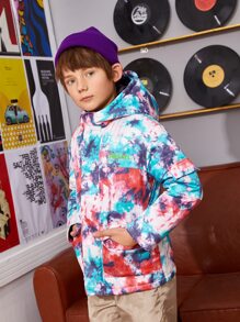 SHEIN 男孩字母貼布翻蓋前口袋紮染外套 - 彩色 - 查看 1