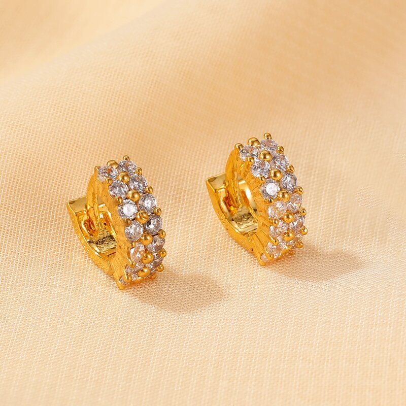 

Rhinestone Huggie Hoop Earrings, Gold