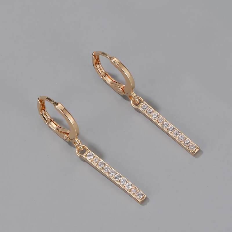 

Rhinestone Vertical Bar Drop Earrings, Gold